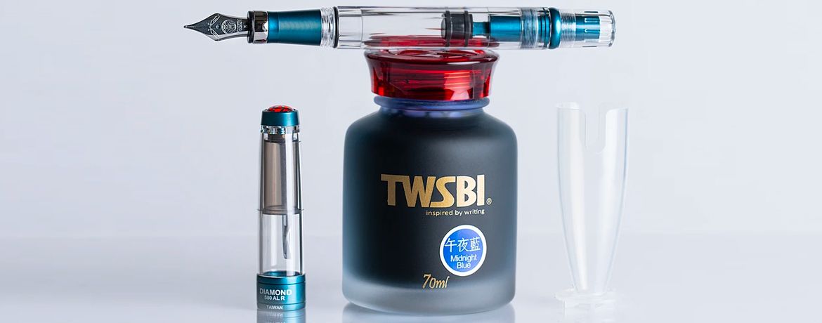 Twsbi Diamond 580 ALR Prussian Blue - Spenna Stilografica con Grip Alluminio