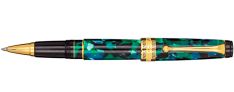 Aurora Optima Penna Roller in Auroloide Screziata - Finiture Dorate - Verde