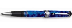 Aurora Optima Penna Roller in Auroloide Screziata - Finiture Cromate - Blu