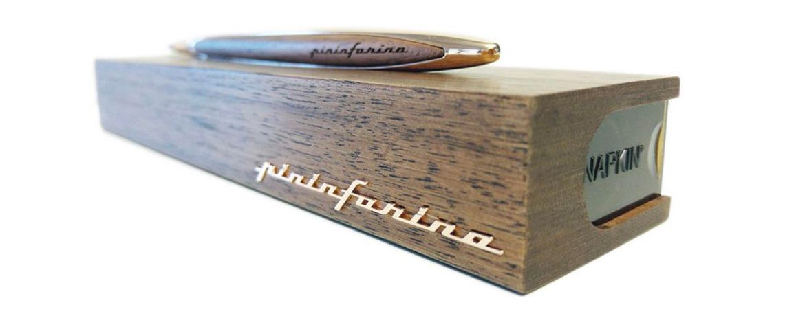 Pininfarina Cambiano - Strumento per Scrittura in Oro Pallido e Noce