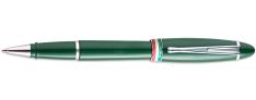 Aurora Ipsilon Italia Penna Roller in Resina Verde ed anello tricolore
