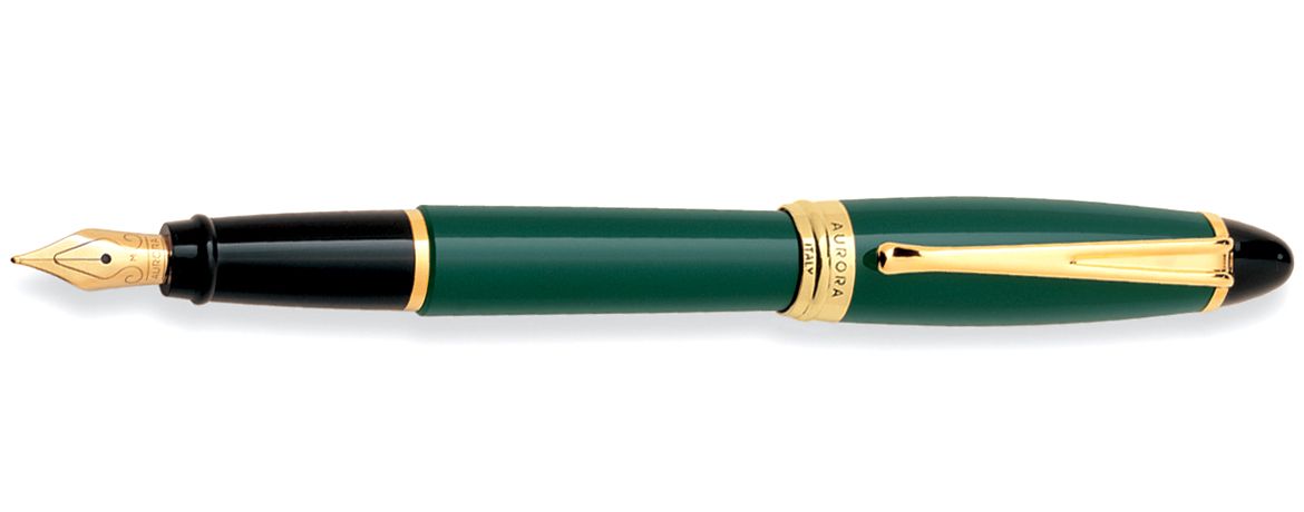 Aurora Ipsilon Resin Penna Stilografica in resina verde - Finiture dorate
