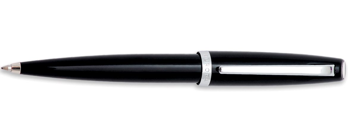 Aurora Style Resin Penna a Sfera in resina nera - Finiture cromate