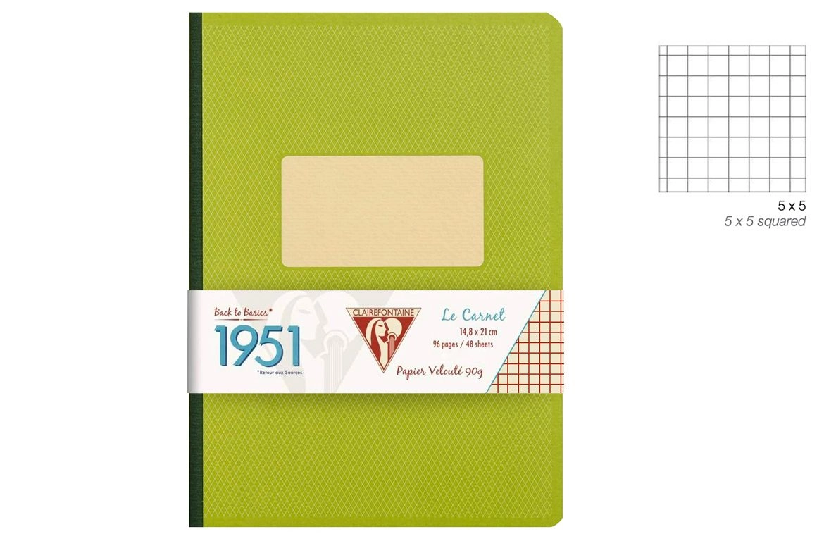 Clairefontaine 1951 Quaderno Brossurato - Quadretto - Colore Verde