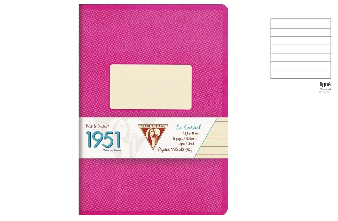 Clairefontaine 1951 Quaderno Spillato - Rigo - Colore Framboise
