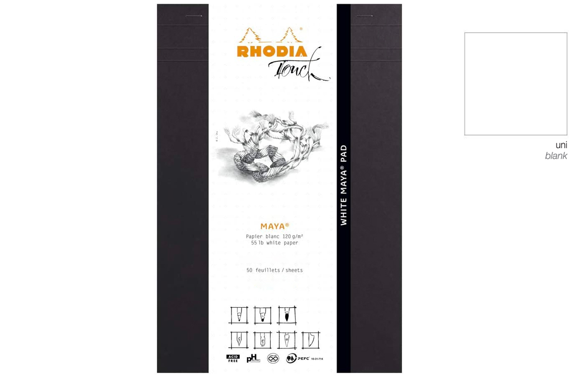 Rhodia Touch - White Maya Pad - Blocco punto metallico - carta bainca