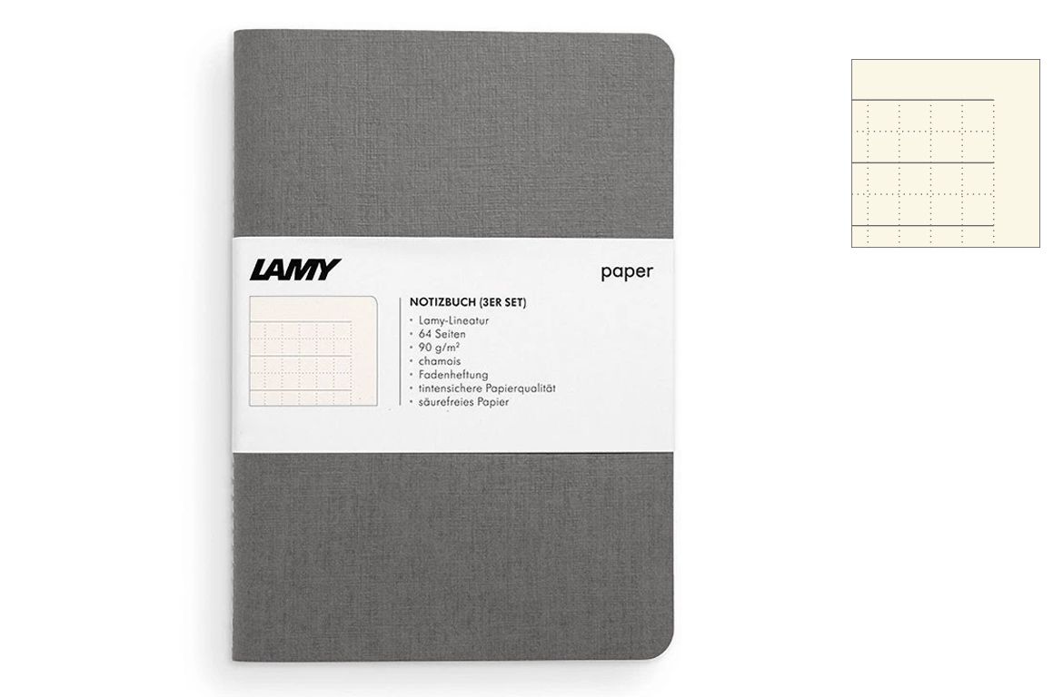 Lamy Booklets - Quaderno Rilegato - Quadretto - Set da 3 - Grigio
