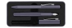 Faber Castell Grip - Set Penna Stilografica e Penna a Sfera - Dapple Gray