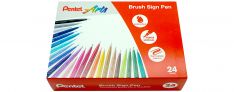 Pentel Sign Pen Brush Confezione 24 Pennarelli con Punta in Fibra