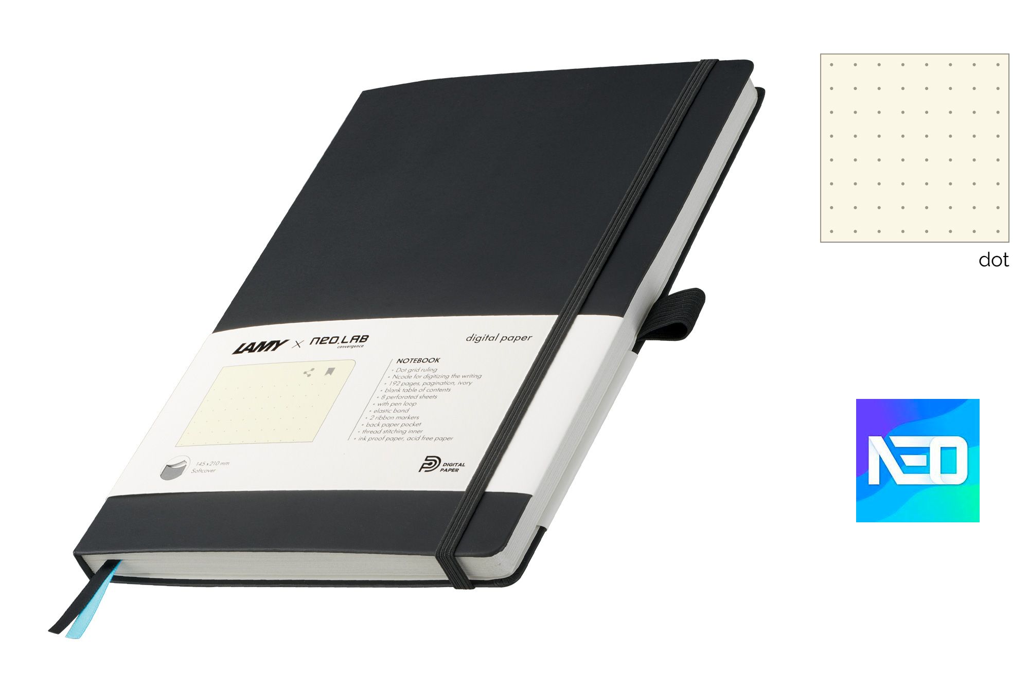 Lamy Digital paper - Taccuino 810 in colore nero, 192 pagine