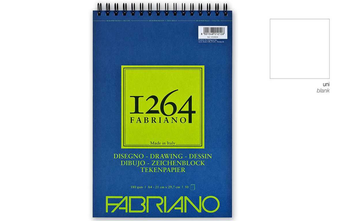 Fabriano 1264 - Blocco da Disegno - Spiralato - Carta Grana Naturale 180 gr
