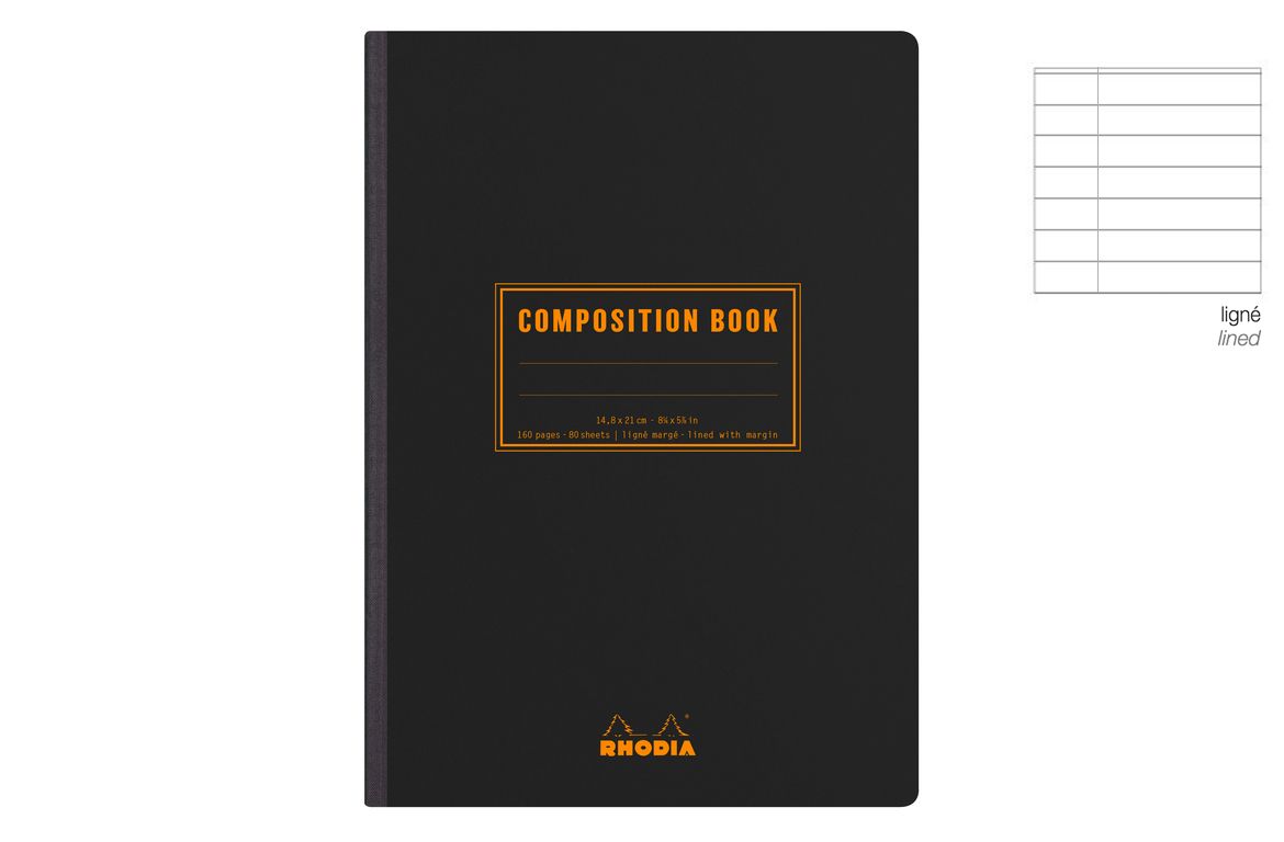 Rhodia Composition Book - Quaderno Collato - Dorso in Tela - Nero