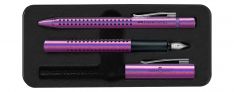 Faber Castell Grip - Set Penna Stilografica e Penna a Sfera - Glam violet
