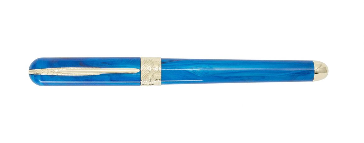 Pineider Avatar De Luxe Gold - Rollerball Pen - Neptune Blue