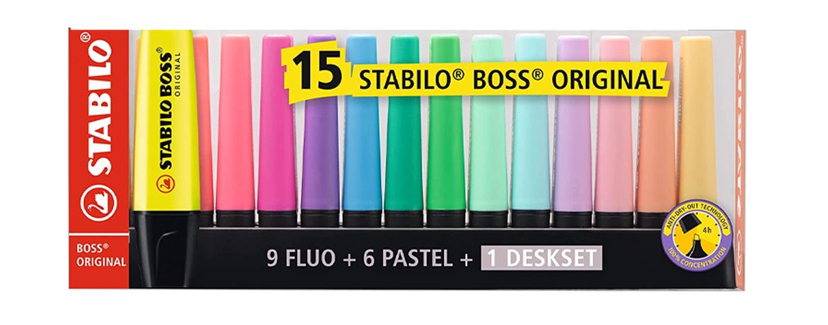 Stabilo Boss Original - Set 15 Evidenziatori con Deskset