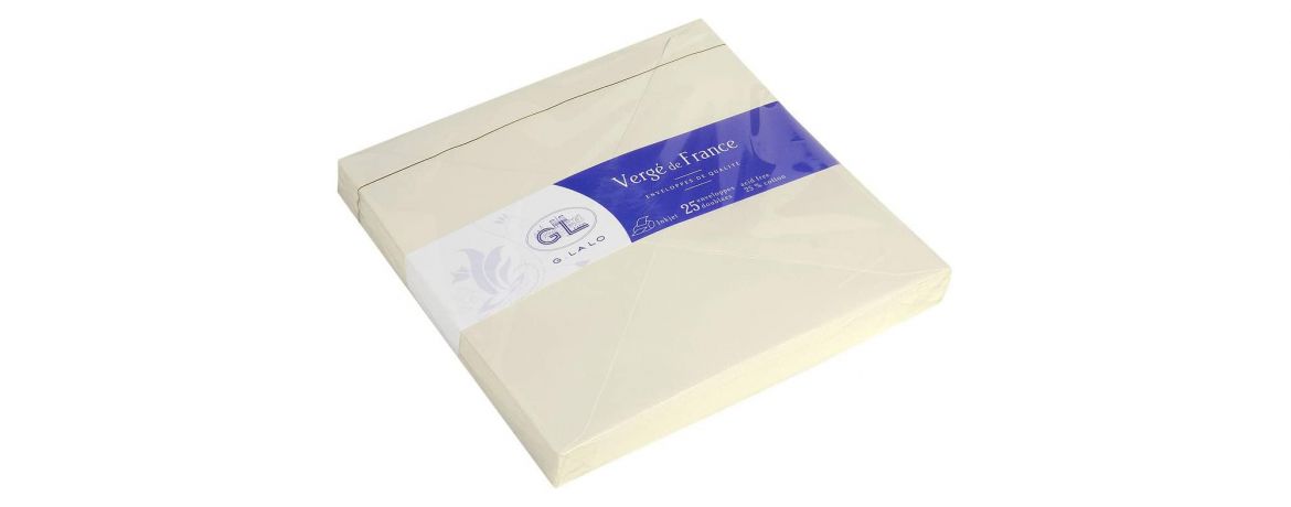 G. Lalo - Blocco Vergé de France - 25 fogli - 165x165mm - Busta colore Avorio