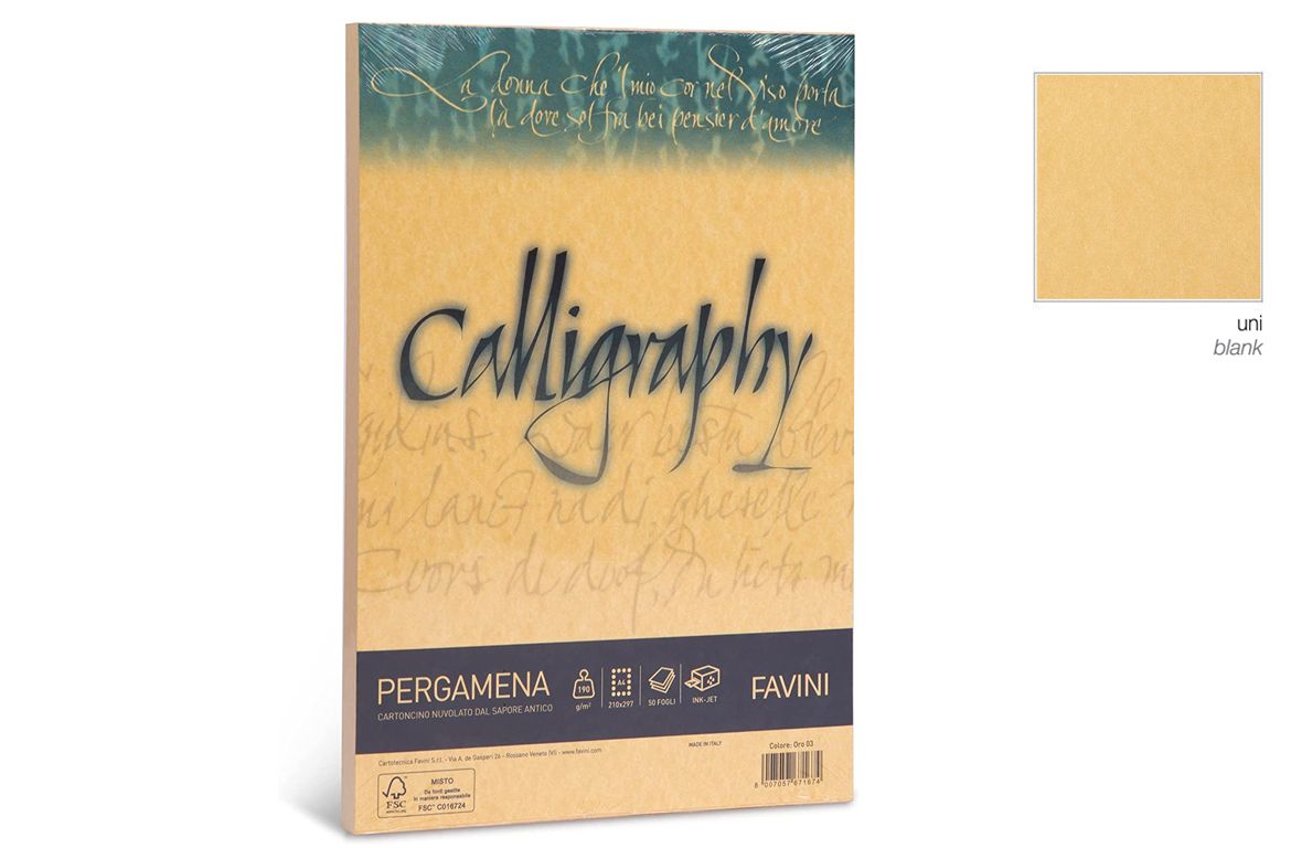 Favini Calligraphy Pergamena - Cartoncino Nuvolato - Oro