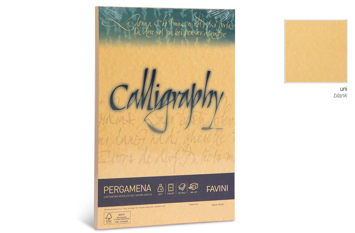 Calligraphy Pergamena - Carta Nuvolata 90 gr - Oro