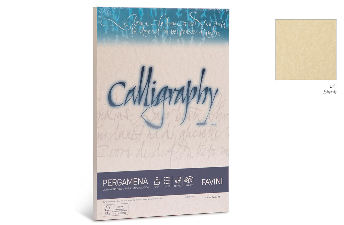 Calligraphy Pergamena - Carta Nuvolata 90 gr - Sabbia