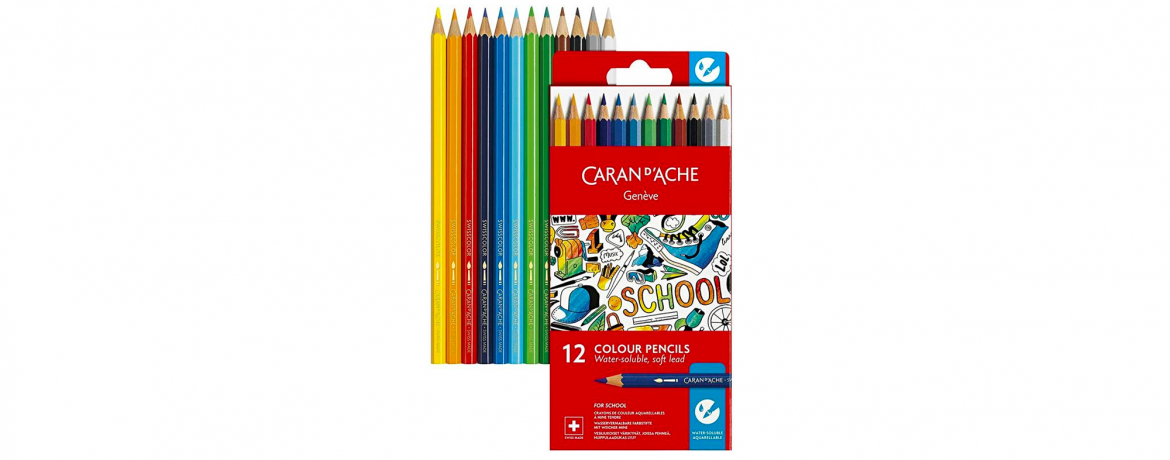 Caran D'ache Swisscolor - Set 12 Colors - For School Aquarelle