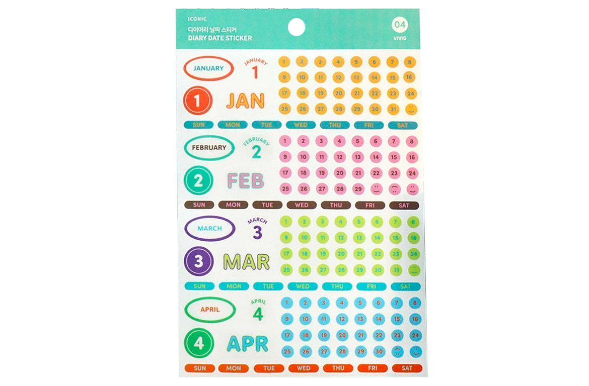 Iconic Sticker Diary Date - Vivid Size - Adesivi per Notebook e Agende