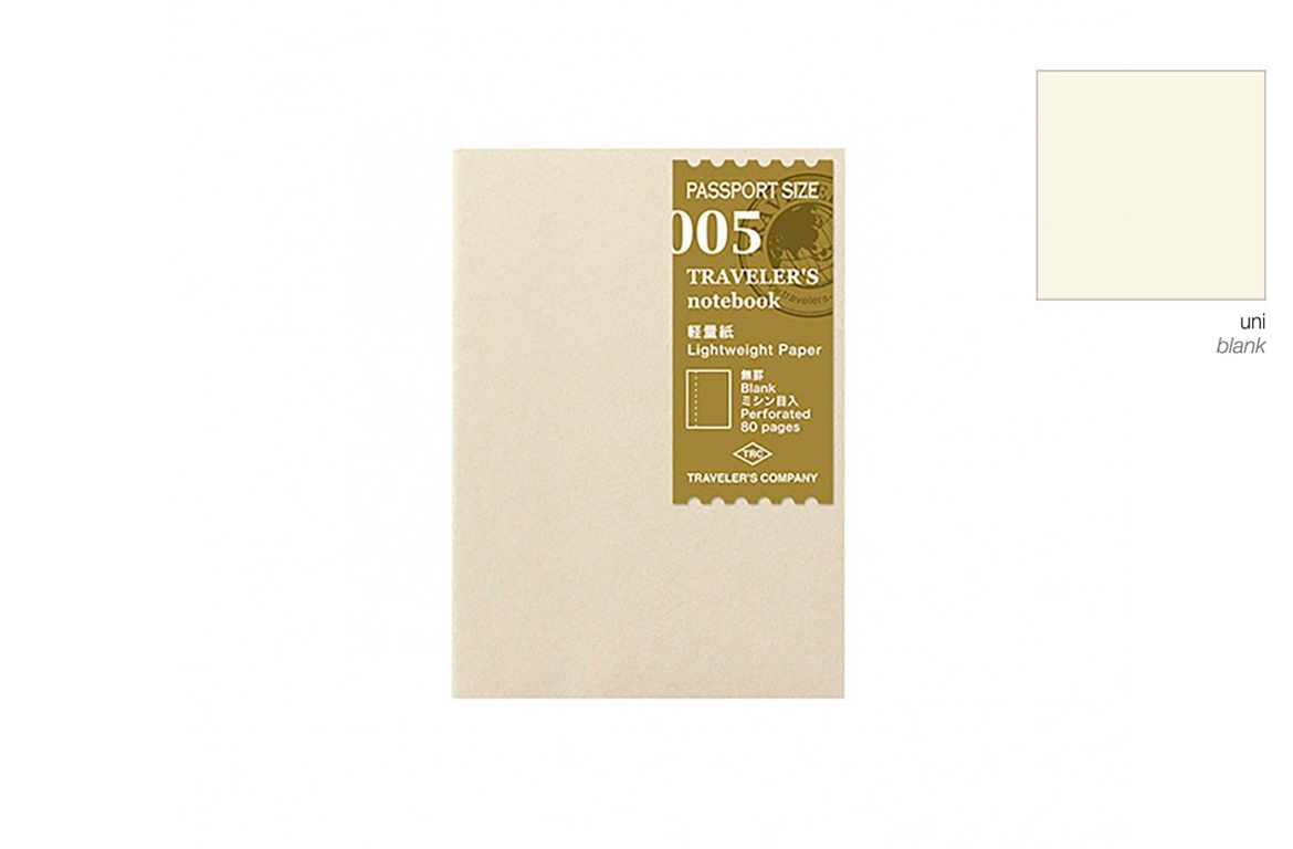 Traveler's Company - Notebook Refill - Lightweight Paper - Passport Size - Ricarica - Bianco