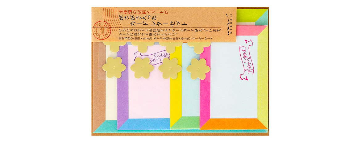 Midori - Set Carta e Buste da Lettere in Quattro Dimensioni - Packed Frame Colored