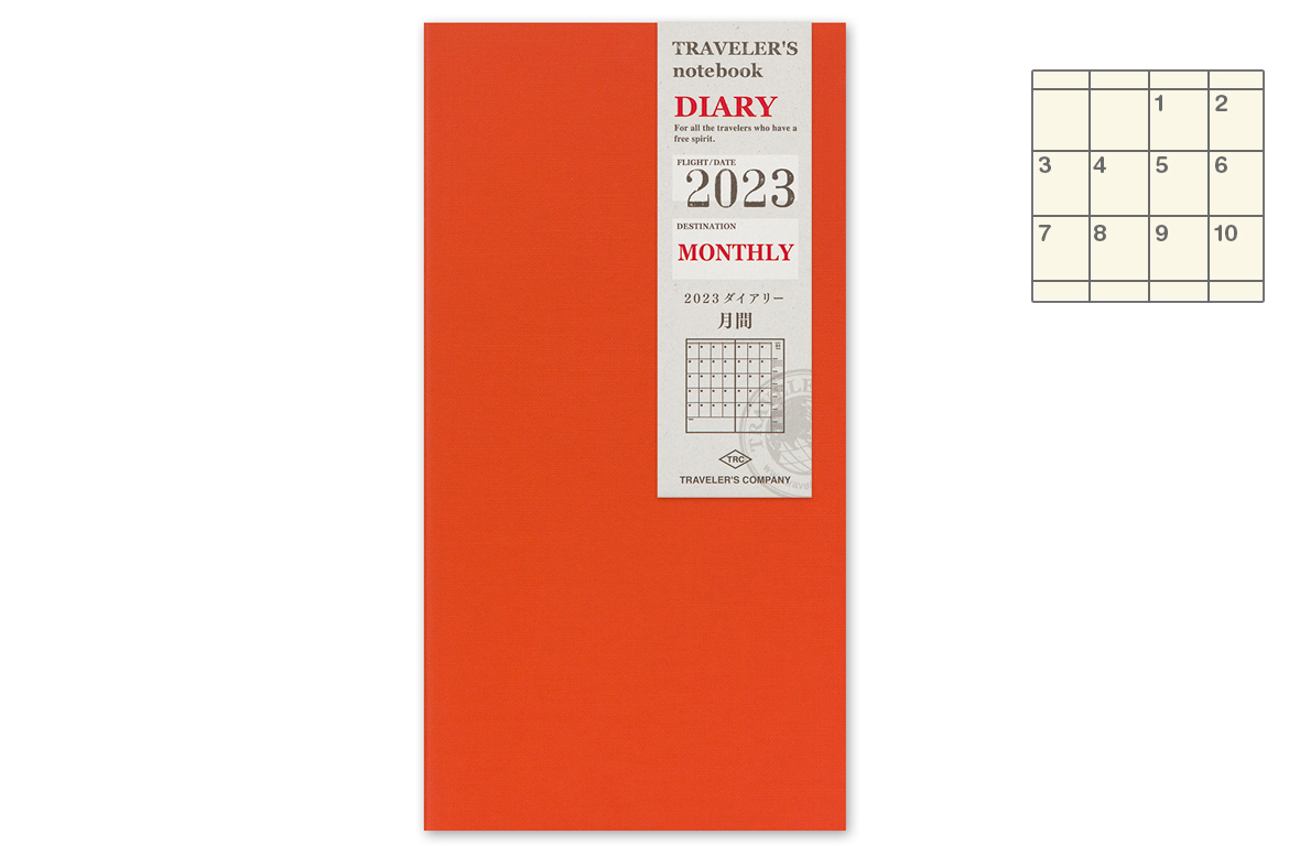 Traveler's Company - Notebook Refill - Regular Size - Ricarica Agenda Mensile 2023