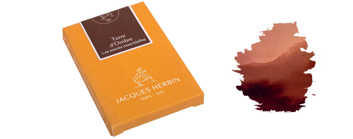J.Herbin Cartuccia d'Inchiostro Encre Essentilies - Terre D'Ombre