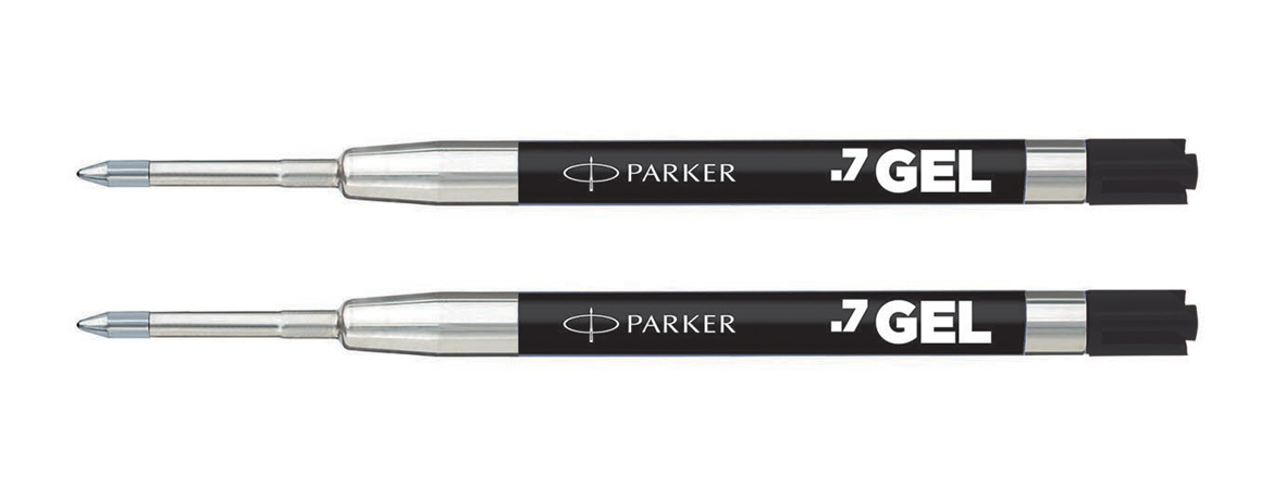 Parker Refill Penna a Sfera - Gel - Punta 0,7 mm - 2pz - Nero