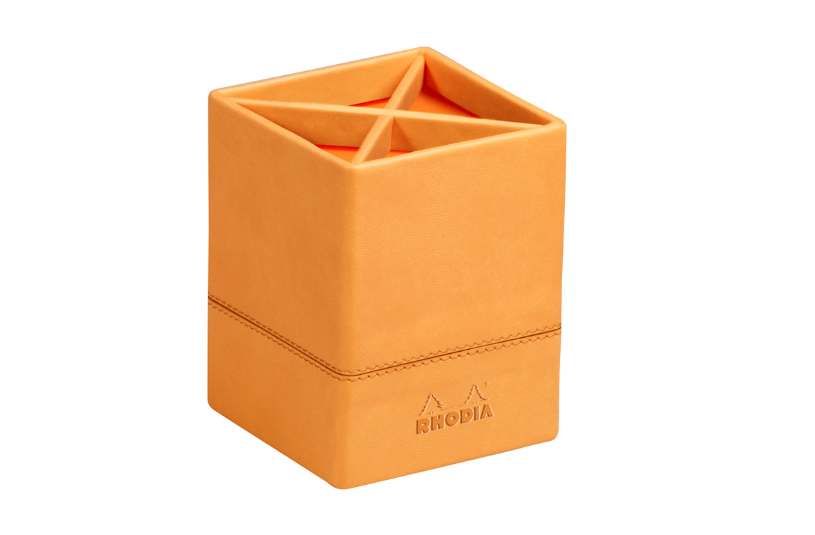 Rhodia Portapenne da scrivania con divisori - in similpelle - Arancione
