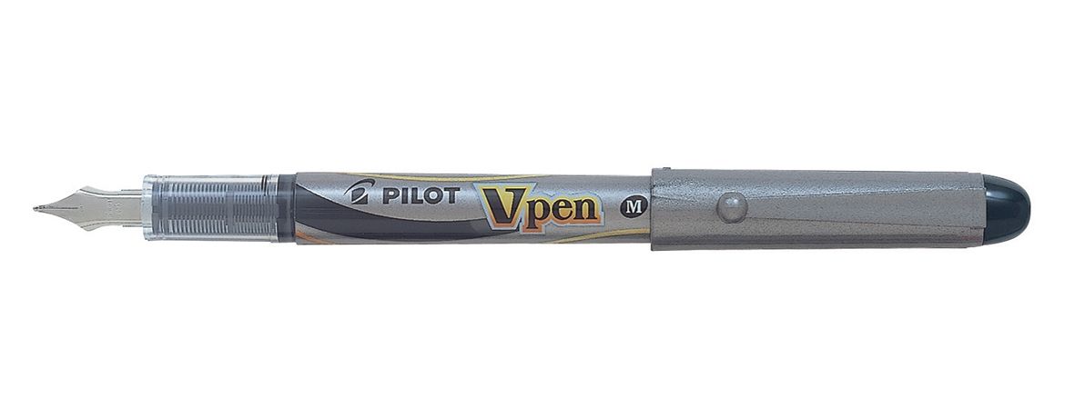 Pilot V Pen Stilografica Silver Nero