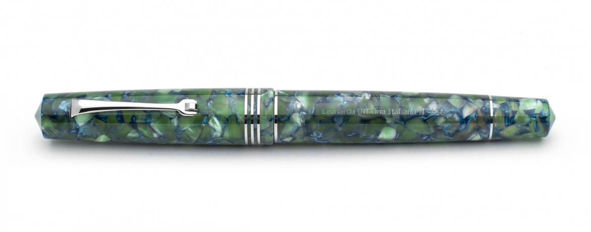 Leonardo Momento Zero - Iride Green Blue - Stilografica - Finiture Rodio
