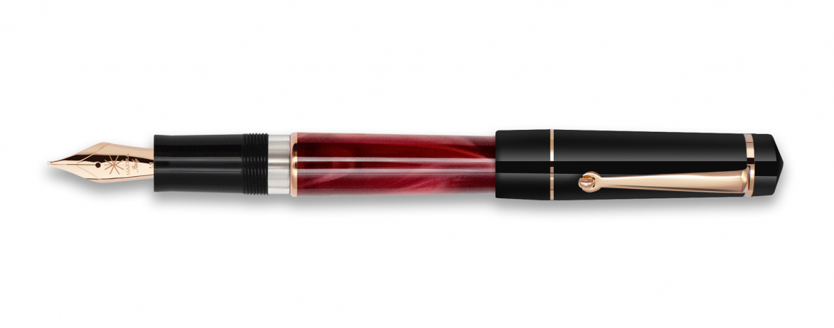 Maiora Futura Amaranto - Penna Stilografica - Finiture Dorate Rosa