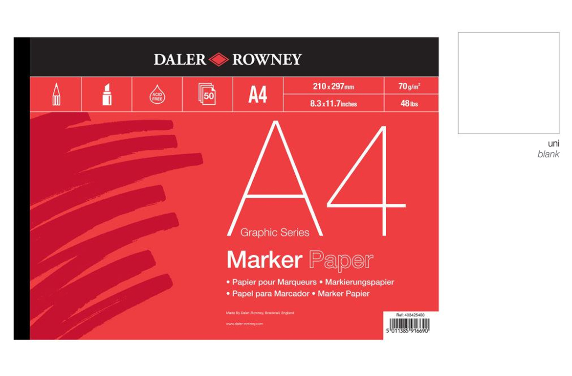 Daler Rowney Graphic Series Marker Paper - Blocco da Disegno - A4