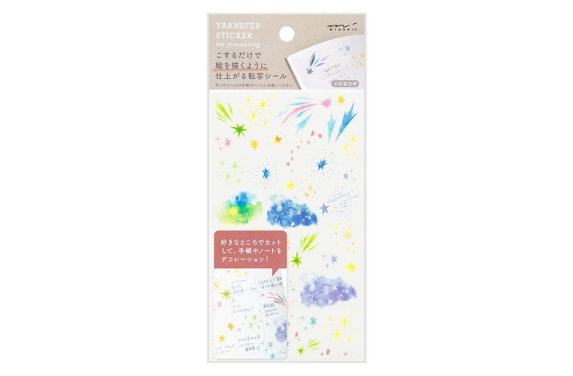 Midori 2635 Watercolor Starry Sky - Adesivi Decorativi Diari e Quaderni