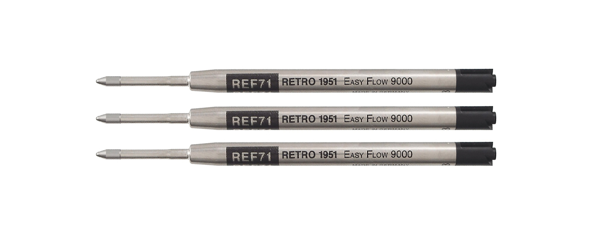 Retro 1951 easyFLOW 9000 - Refill per penna a sfera e roller - Set 3 pz - Nero