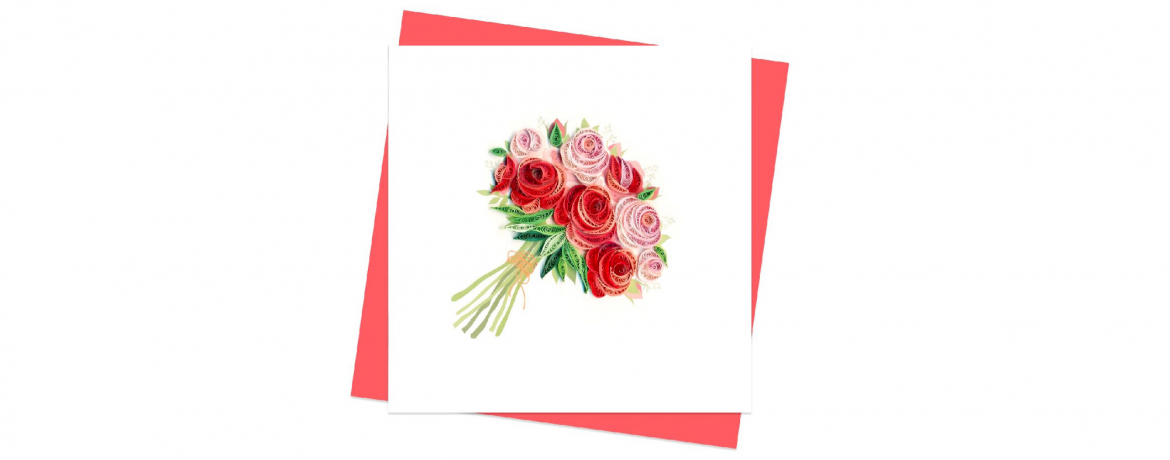 Origamo - Biglietto Augurale - Bouquet di Rose
