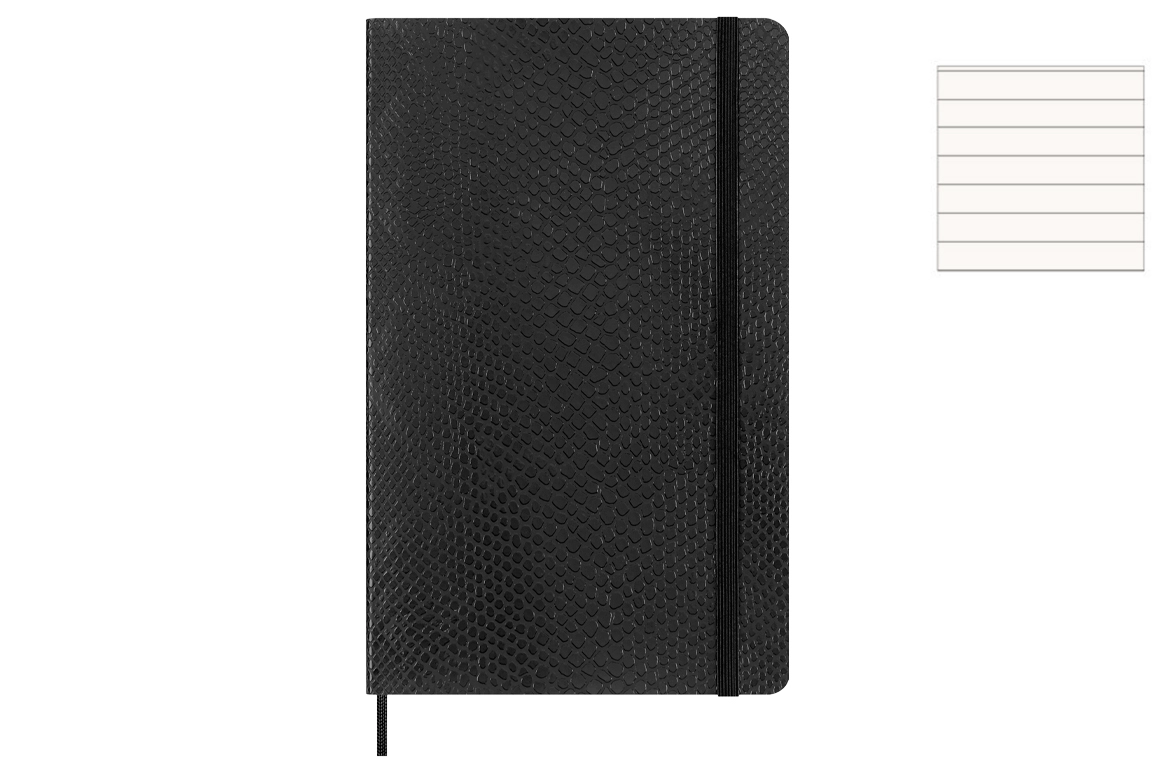 Moleskine Taccuino Precious & Ethical - Copertina Vegana Effetto Pitone - 13 x 21 cm - Nero