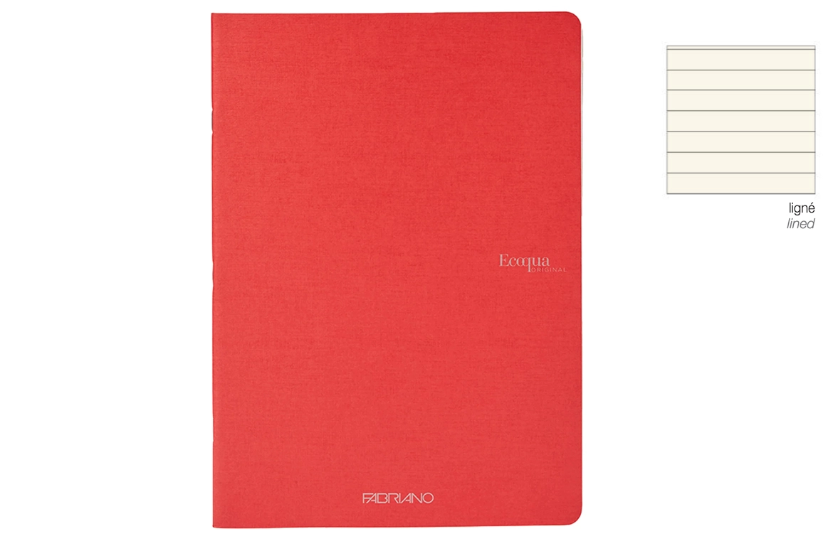 Fabriano EcoQua Original - Quaderno Punto Metallico - Rigo - Copertina Lampone