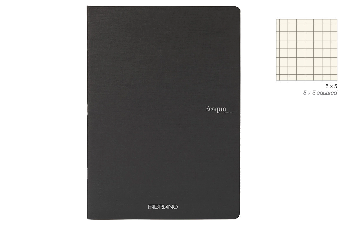 Fabriano EcoQua Original - Quaderno Punto Metallico - Quadretto - Copertina Nero