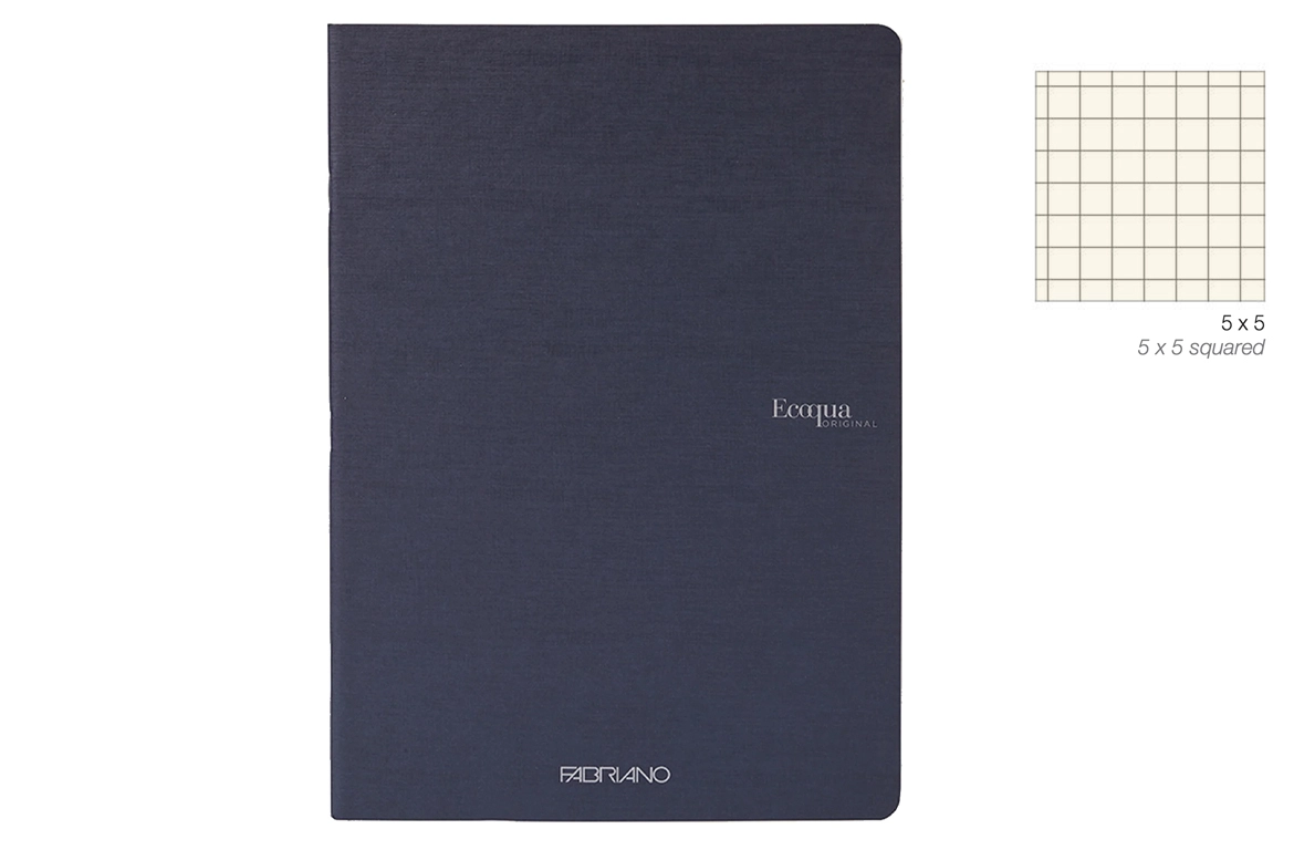 Fabriano EcoQua Original - Quaderno Punto Metallico - Quadretto - Copertina Dark Blue