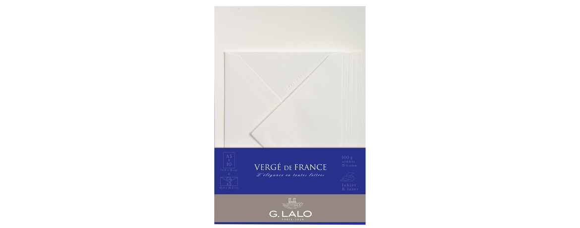 G. Lalo - Vergé de France - Set 10 Foglie e 5 Buste - Bianco