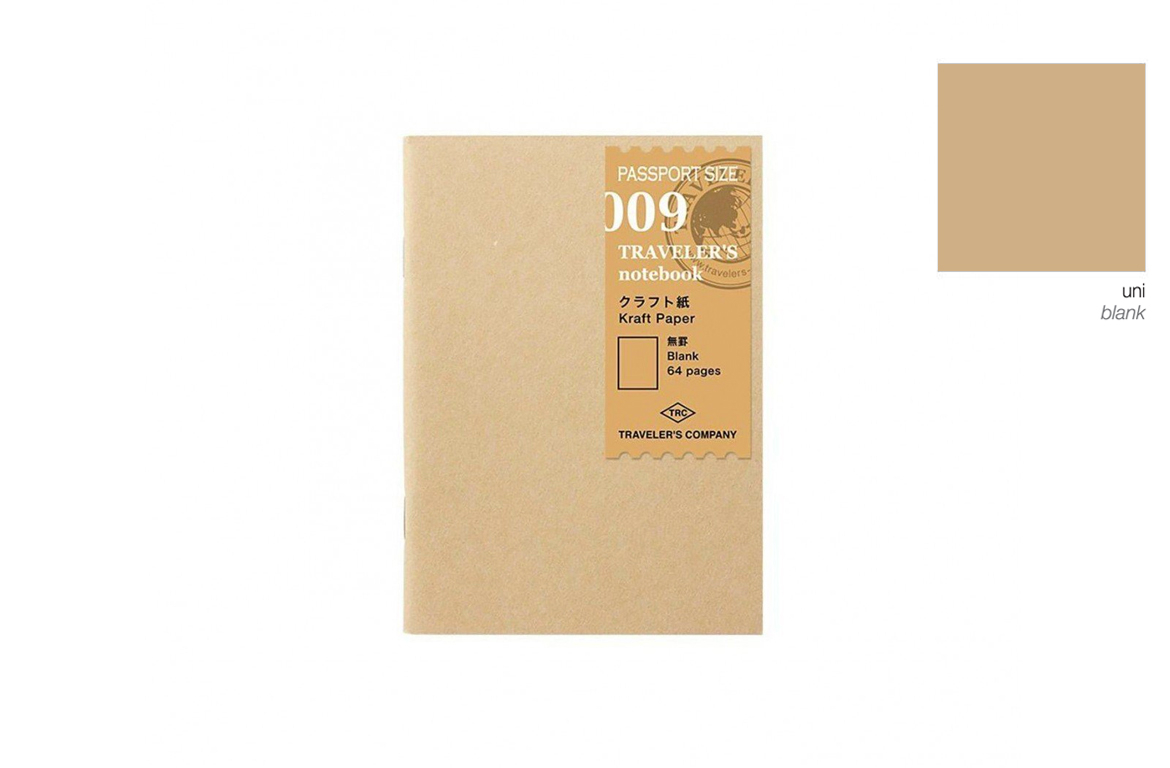 Traveler's Company 009 - Notebook Refill - Kraft Paper - Passport Size - Ricarica - Senza Rigatura