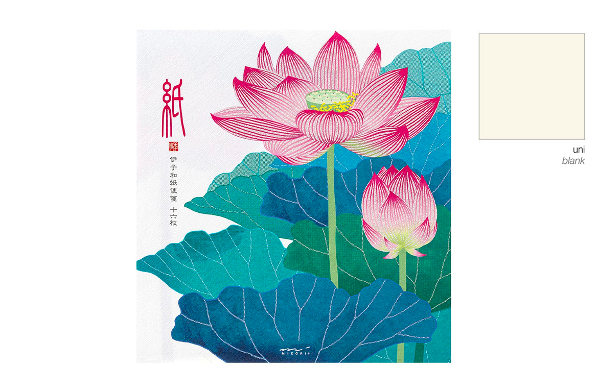 Midori - Message Letter Pad - Blocco di Fogli per Lettere e Messaggi - Silk-Printing Lotus