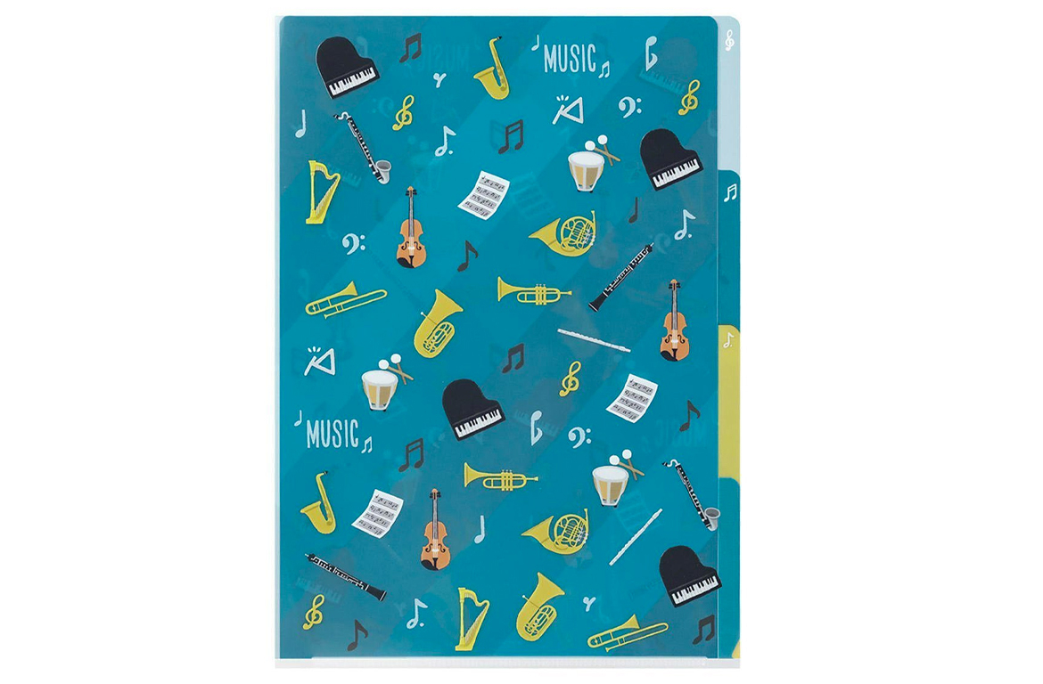 Midori - 3 Pockets Clear Folder A4 - Strumenti Musicali