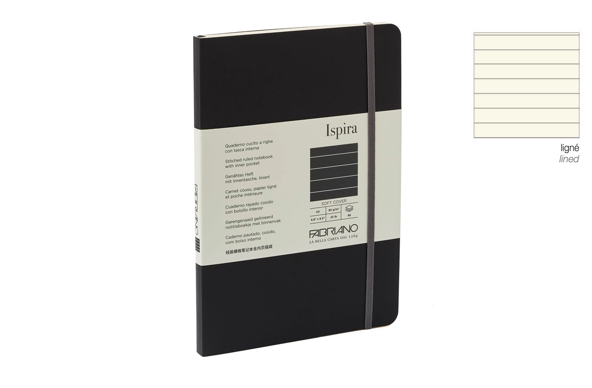 Fabriano Ispira Soft Cover - Taccuino - Rigo - Copertina Nera - A6 - A5