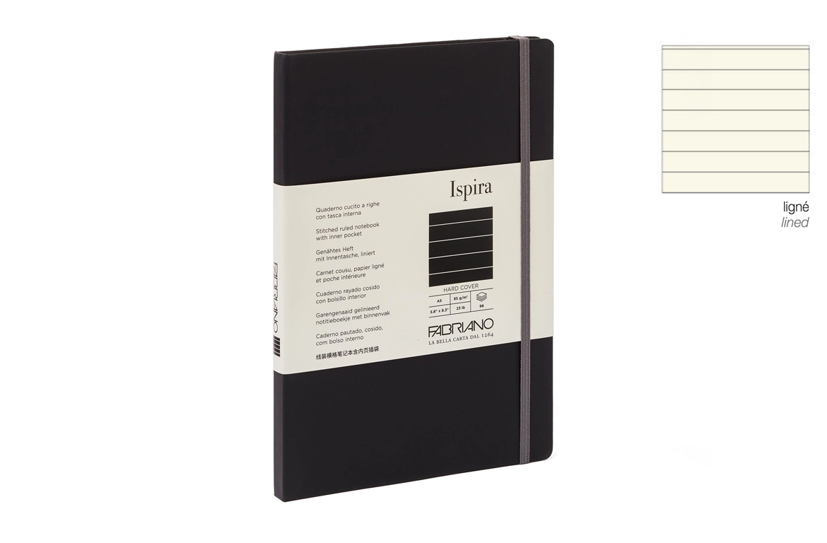Fabriano Ispira Hard Cover - Taccuino - Rigo - Copertina Nera - A5