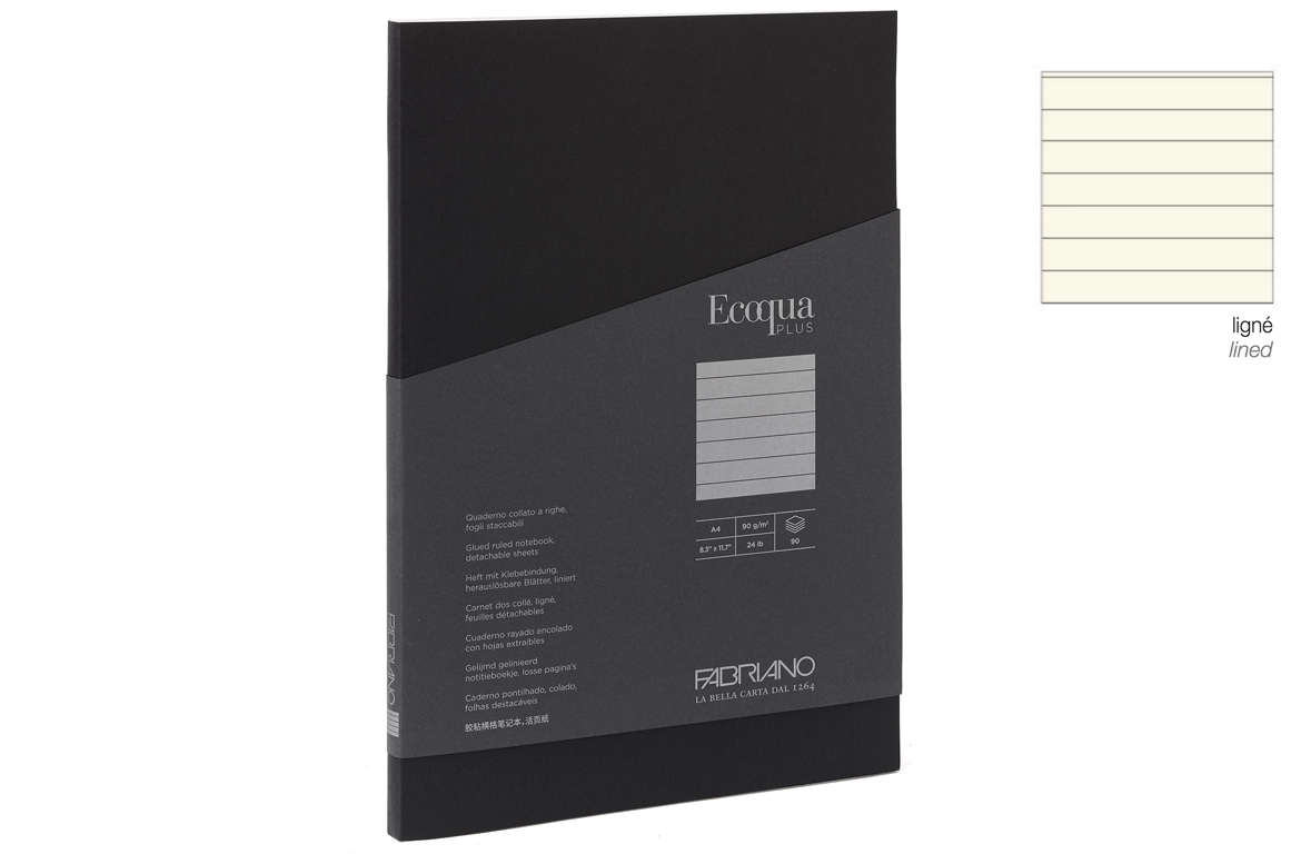 Fabriano Ecoqua Plus Taccuino Collato - Rigo - Copertina Nera