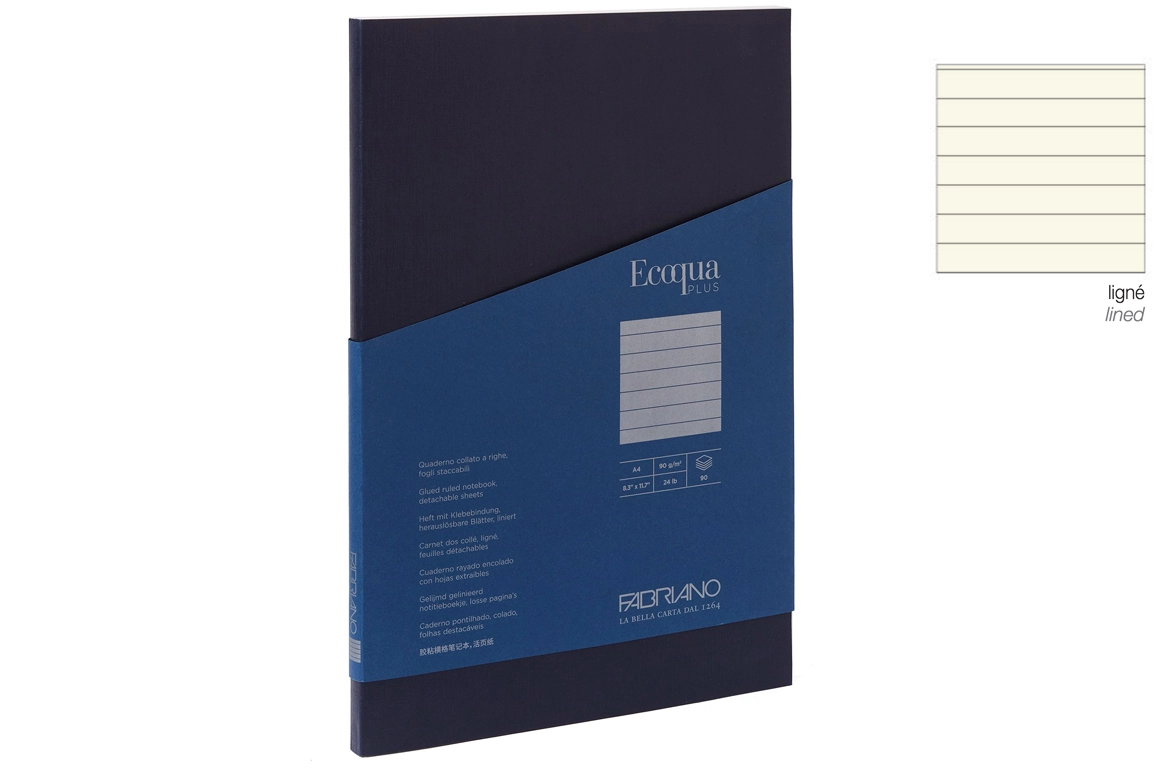 Fabriano Ecoqua Plus Taccuino Collato - Rigo - Copertina Dark Blue